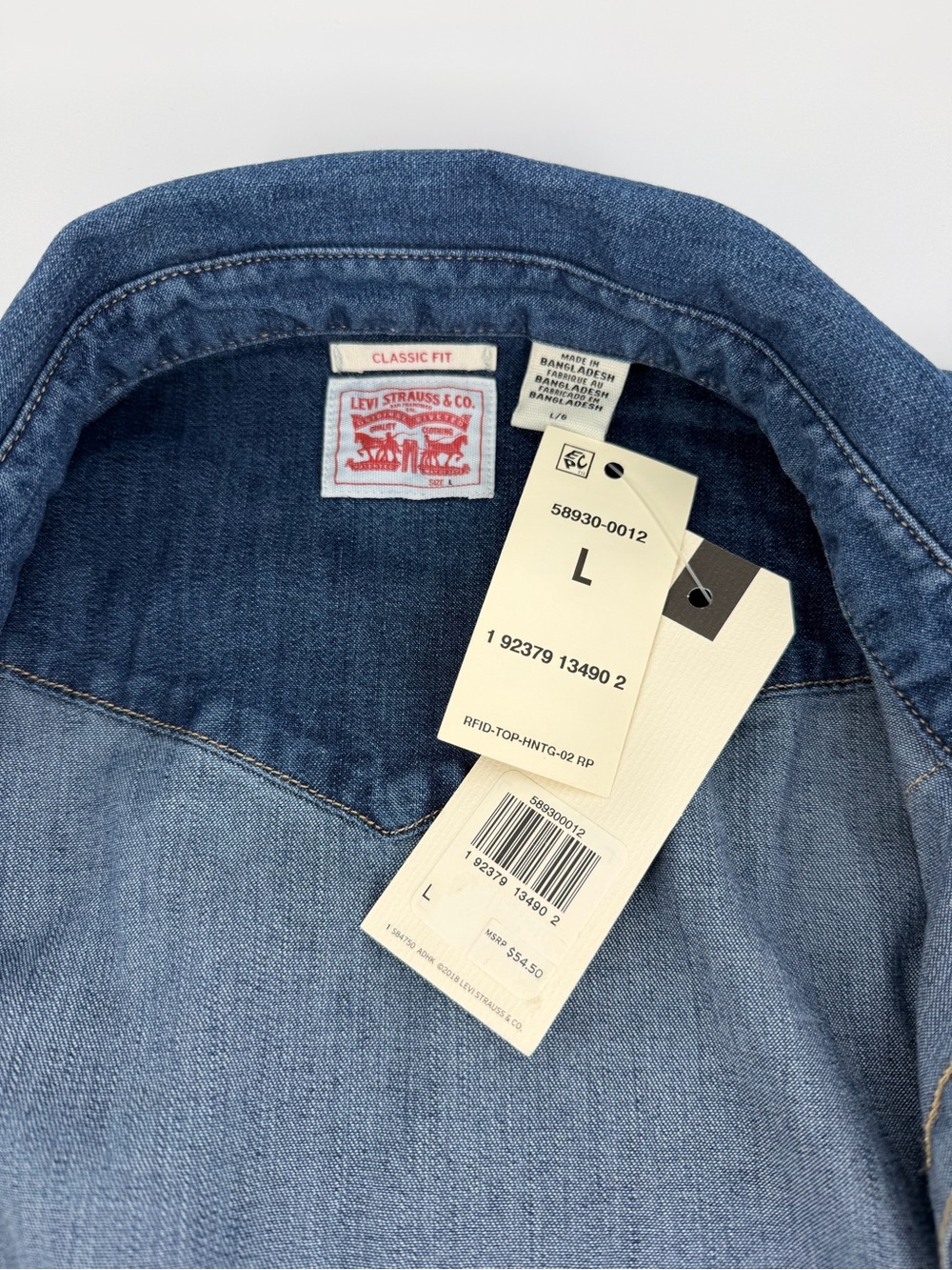Levi’s Ultimate Western Denim Shirt Womens L Blue Stretch Pearl Snap NWT - Picture 9 of 16